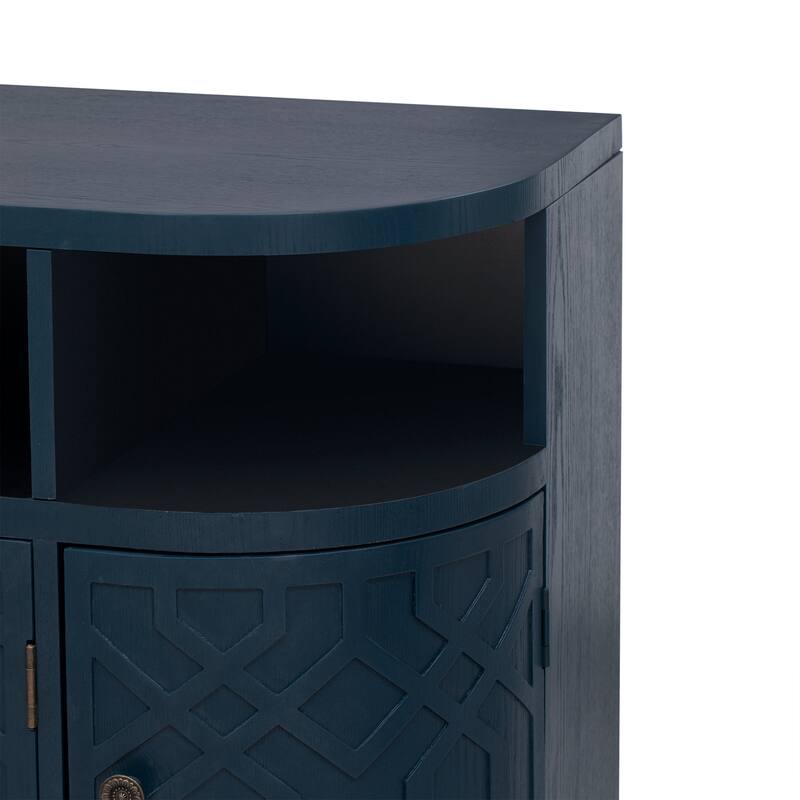 Storage Cabinet With 4-Doors And Adjustable Shelves,Solid Wood