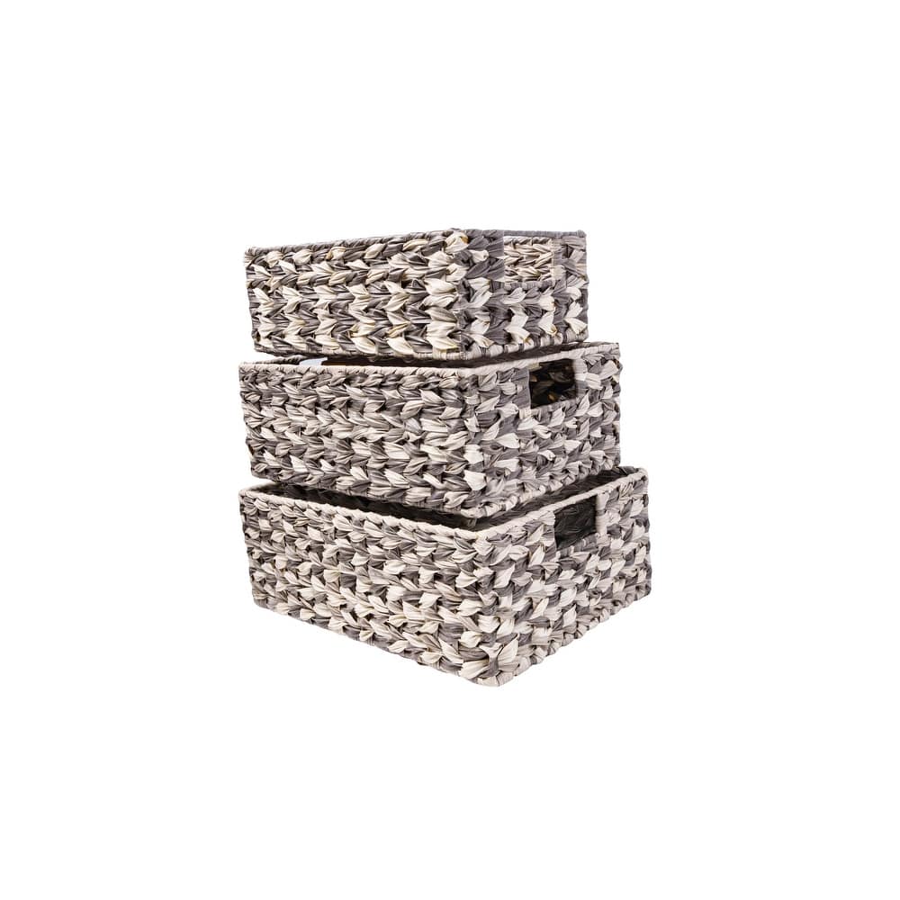 Stackable Woven Basket with Handles (Set of 3)