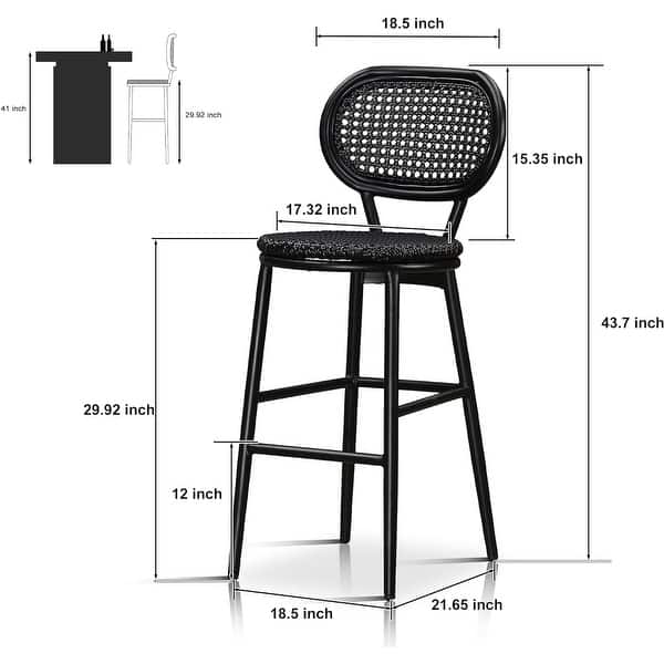 PURPLE LEAF Counter Height Bar Stools Set of 2 Patio Rattan Barstools ...