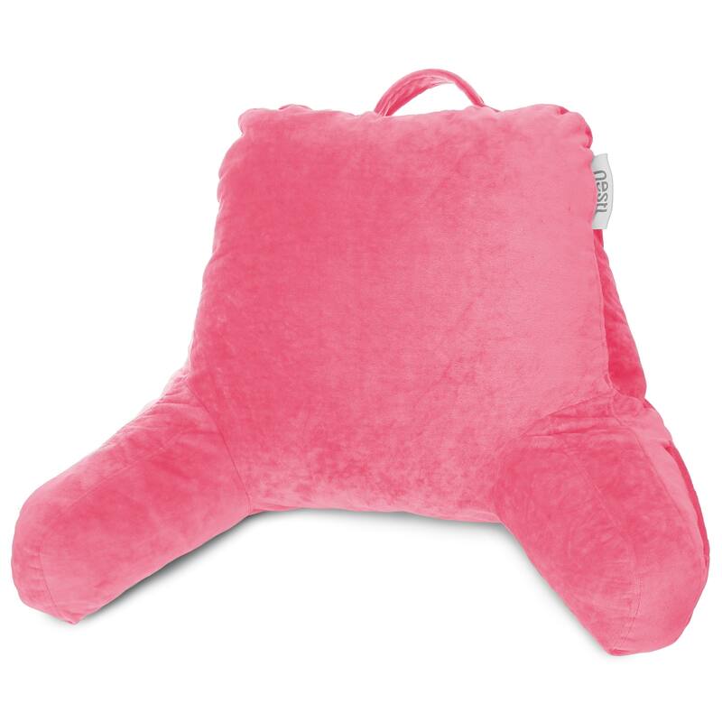 Empyrean Backrest Reading Pillow with Arms - Shredded Memory Foam Back Support Bed Rest Pillow - Medium - Light Pink