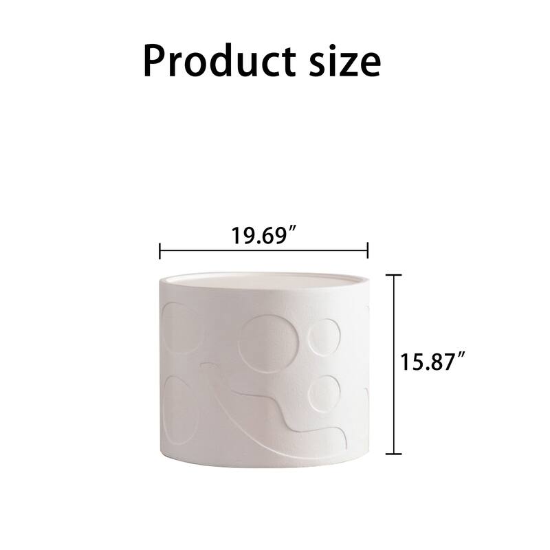 Round Side Table Handcrafted Relief Sturdy Pedestal Wooden SideTable for Living Room no need to Assemble