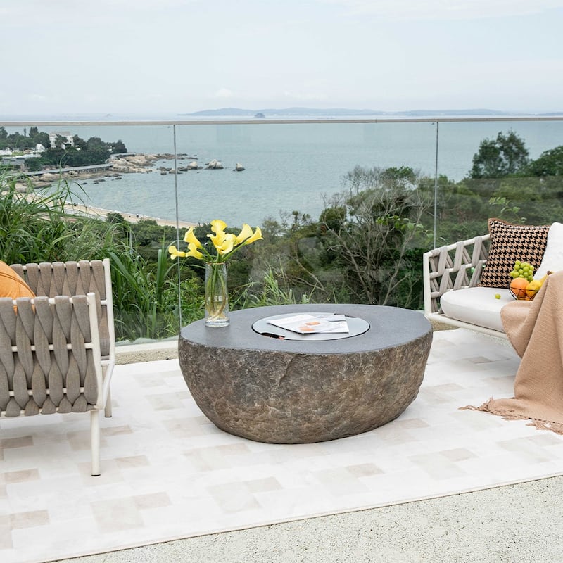Elementi Boulder Outdoor Fire Pit Table 43" Round Patio Heater - Propane