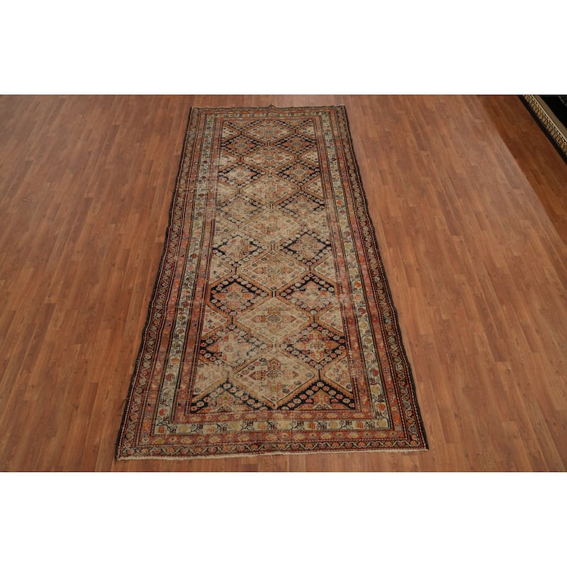Hand Knotted Oriental 100% Wool Carpet Traditional Geometric Beige & Ivories Bakhtiari Area Rug - 10' 5'' X 5' 0''