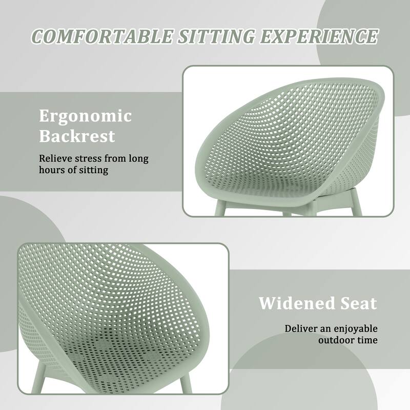 Malwee 2 PCS Indoor/Outdoor All-Weather PP Plastic Chairs, Modern Lounge Seat, Lightweight for Patio, Beach, Living Room