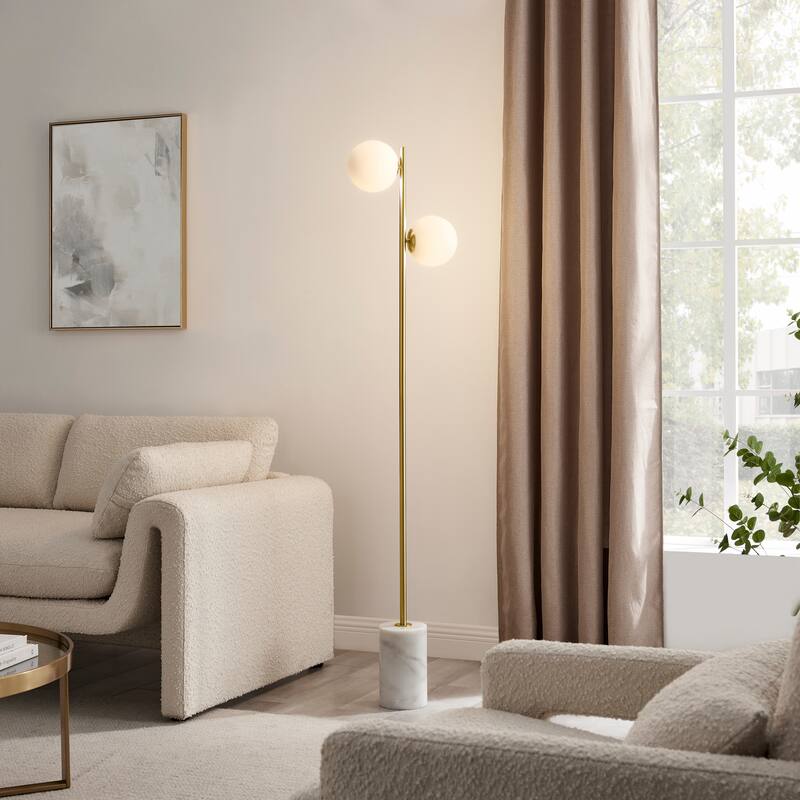 Anechdoche LED Gold and White Floor Lamp - 2-Lights