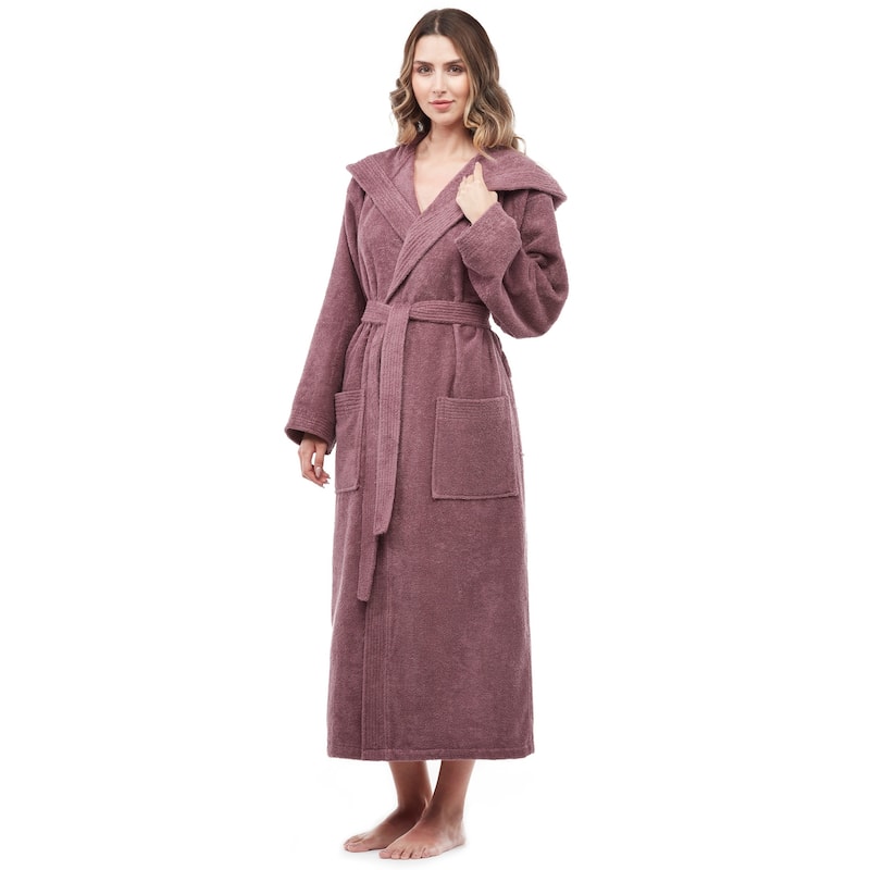 Soft Turkish Terry Cotton Women's Hooded Bathrobe