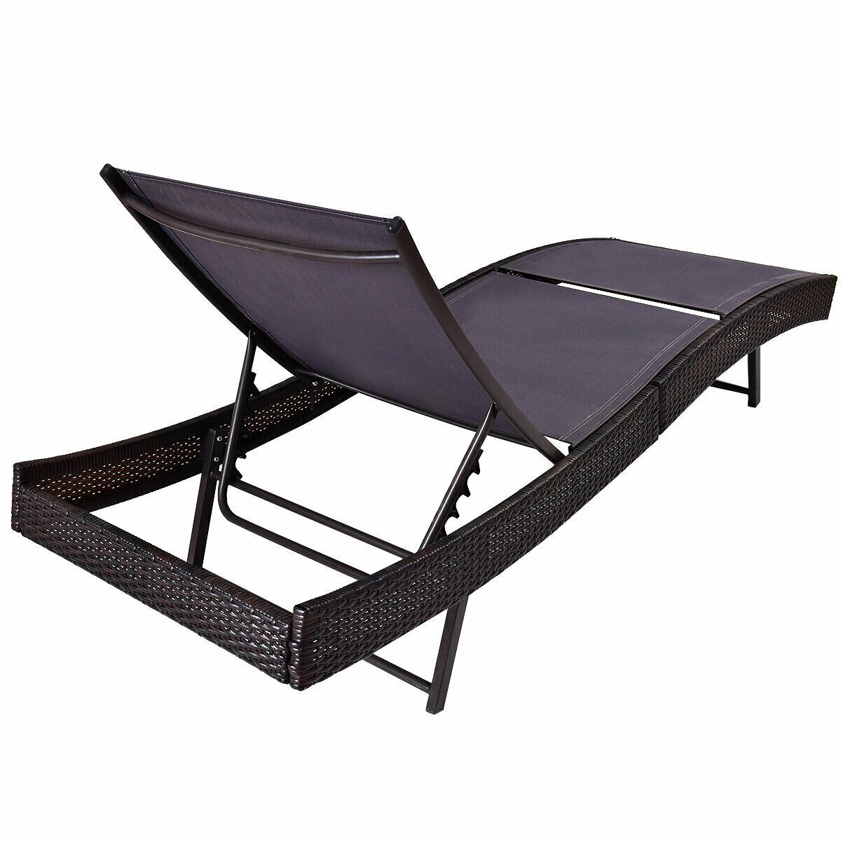 Gymax outdoor patio adjustable sun bed shop wicker lounge chair
