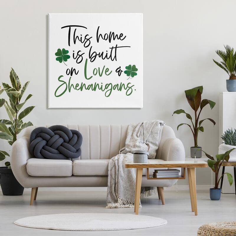 Stupell Love & Shenanigans Lucky Green Clover Calligraphy Quote Canvas Wall Art Design By Lux + Me Designs