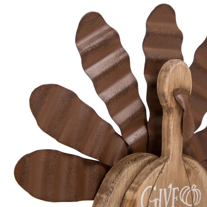 Glitzhome Thanksgiving Wooden Turkey Wall Hanging or Table Decor