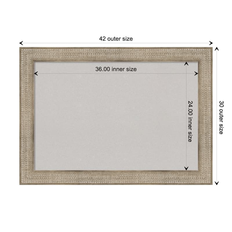 Trellis Silver Wood Framed Grey Corkboard Bulletin Board - Board Size 36x24