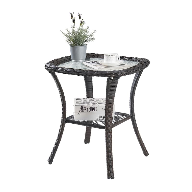 Pocassy Outdoor Wicker Bistro Set, 3 Piece Patio Set