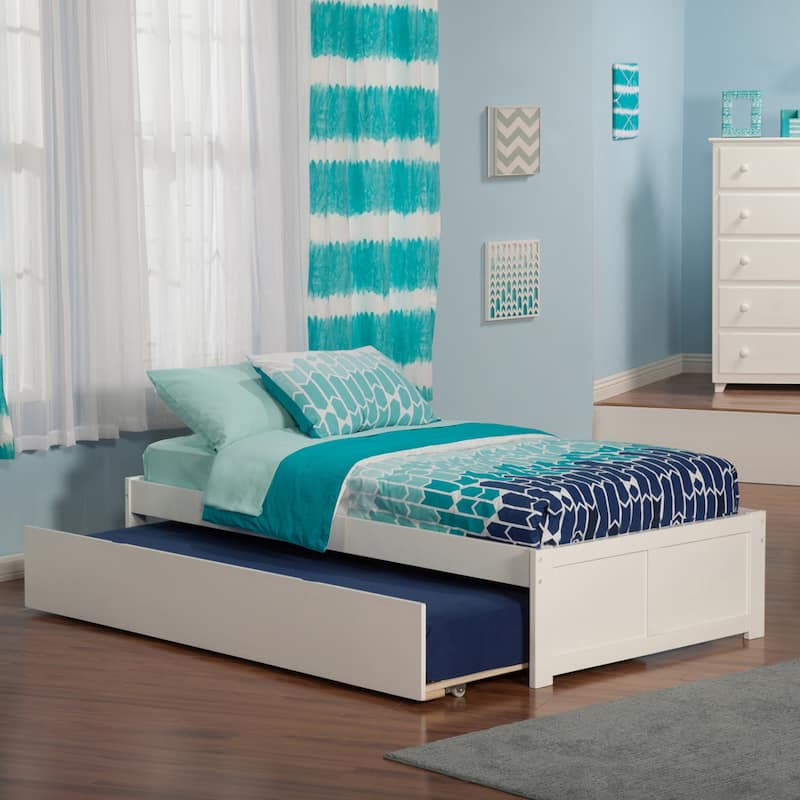 Concord Bed with Footboard and Twin Extra Long Trundle - White - Twin XL