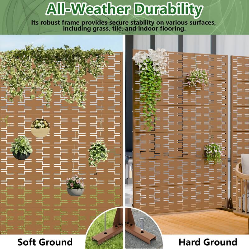 Outdoor Privacy Screen Metal Screen Fence Panel Set of 2