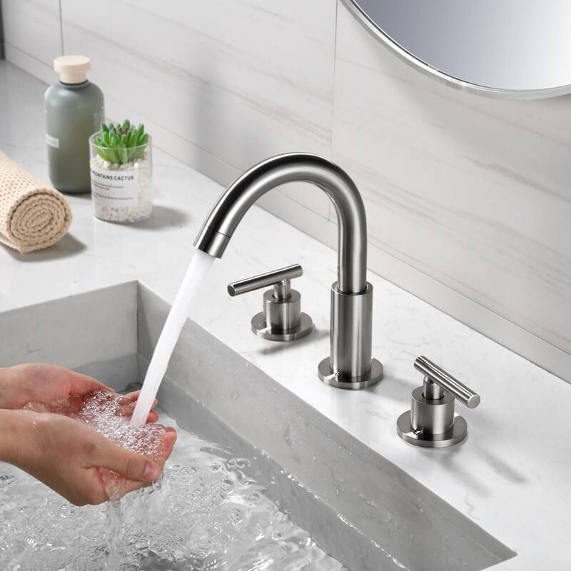Modland 8 Inch Widespread Bathroom Faucet with Pop-Up Drain 2-Handle Vanity Sink Faucet