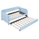 preview thumbnail 3 of 10, Twin Size Daybed with Pull-out Twin Trundle Bed & Wood Slat Support, Velvet Upholstered Bed Frame for Bedroom, Light Blue