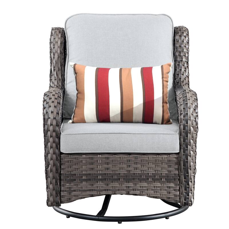 OVIOS 7-Piece Patio Swivel Chair Set with 42" Fire Table