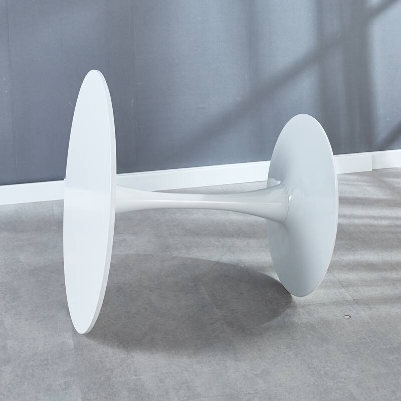 Small Circle Kitchen Table for 2-4 People, Round Dining Table with Metal Pedestal Base, End Table Leisure Coffee Table