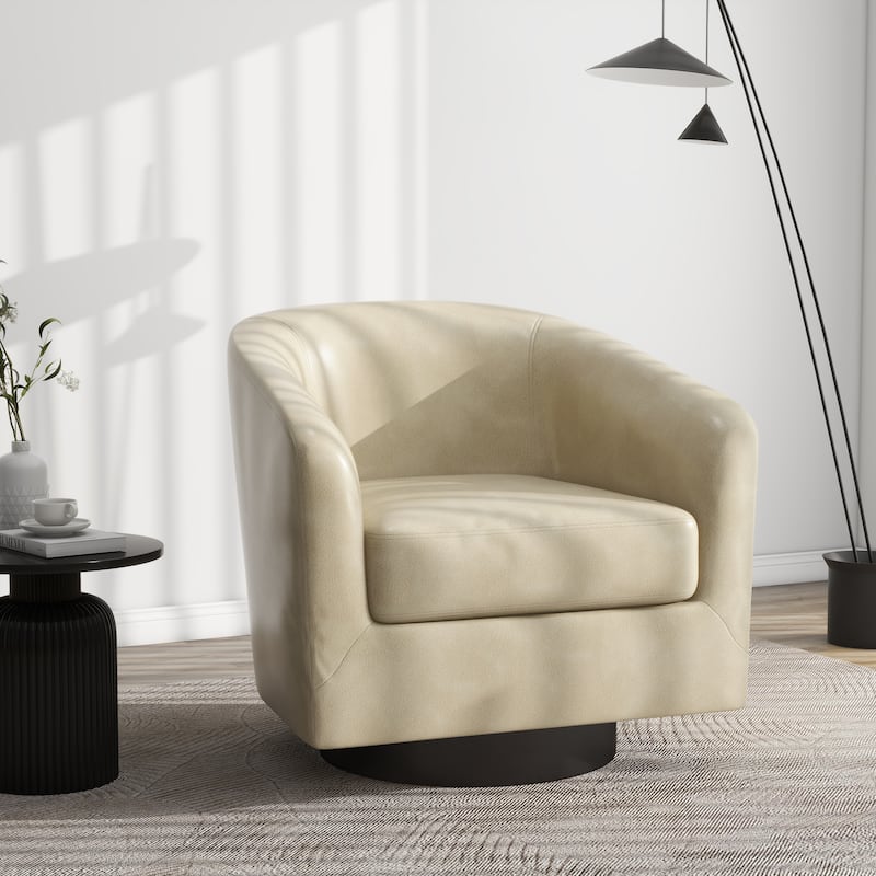 Modern Upholstered Barrel Chair Swivel Accent Chair for Living Room