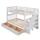 preview thumbnail 24 of 42, Multi-Functional Twin Over Twin Bunk Bed with 3 Drawers, Storage Stairs, Armrest and Full-Length Guardrails for Kids