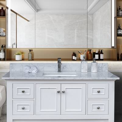 43"x 22" Bathroom stone vanity top ceramic sink and backsplash