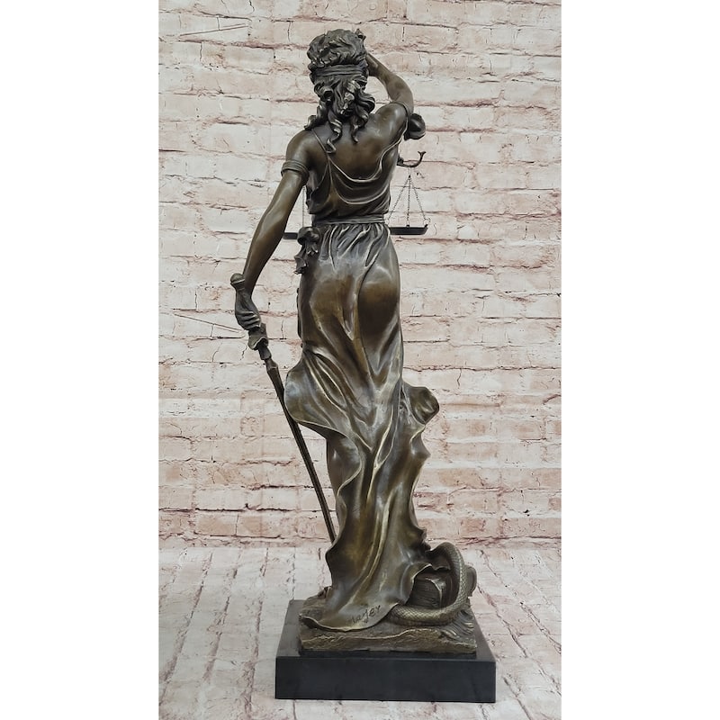 Themis Blind Lady Of Justice Bronze Sculpture Statue Lawyer Attorney Decor