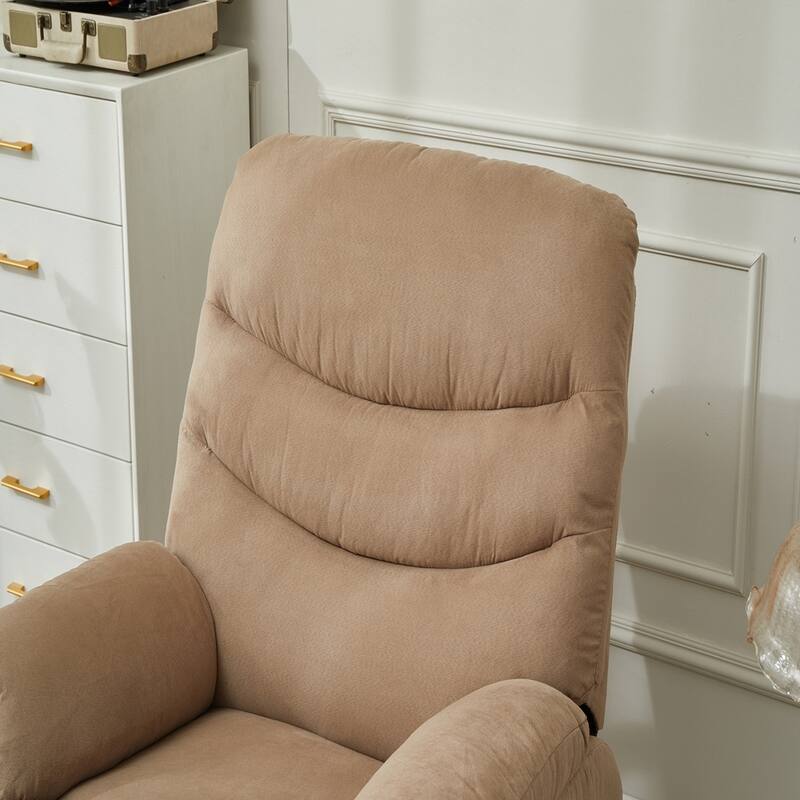 Mocha Manual Recliner Chair, Pillow Arms for Bedroom Living