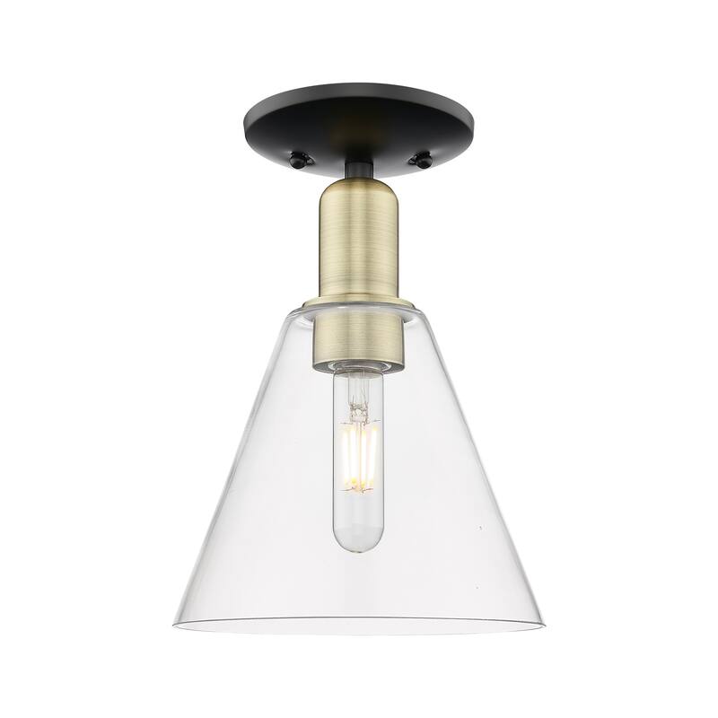 Innovations Lighting Endless Possibilities Arcadia - Berkshire Glass - 1 Light 8" Semi-Flush Mount - Clear/Black Antique Brass