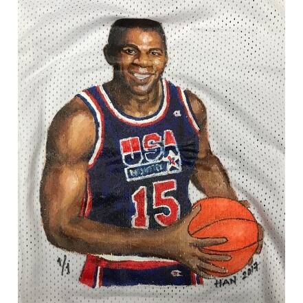 Shop Magic Johnson Signed Custom Olympic Jersey W Ltd 1 1 Hand