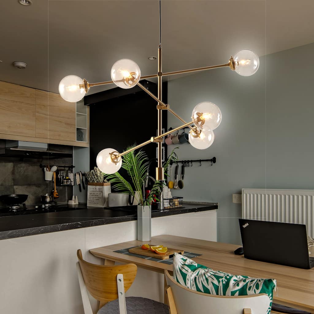 6-Light Modern Architectural Globe Sputnik Bubble Chandelier