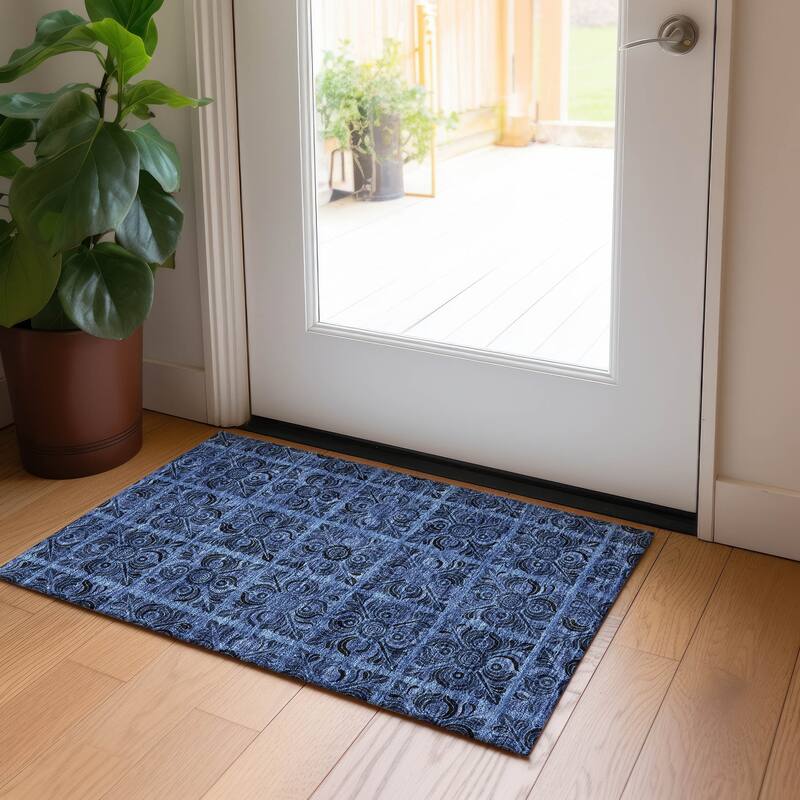 Machine Washable Indoor/ Outdoor Chantille Mosic Rug