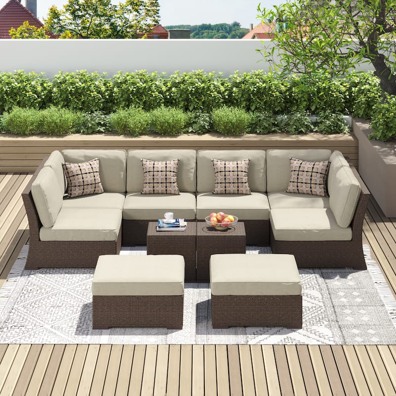Corvus Oreanne 10-piece Brown Wicker Patio Furniture Set