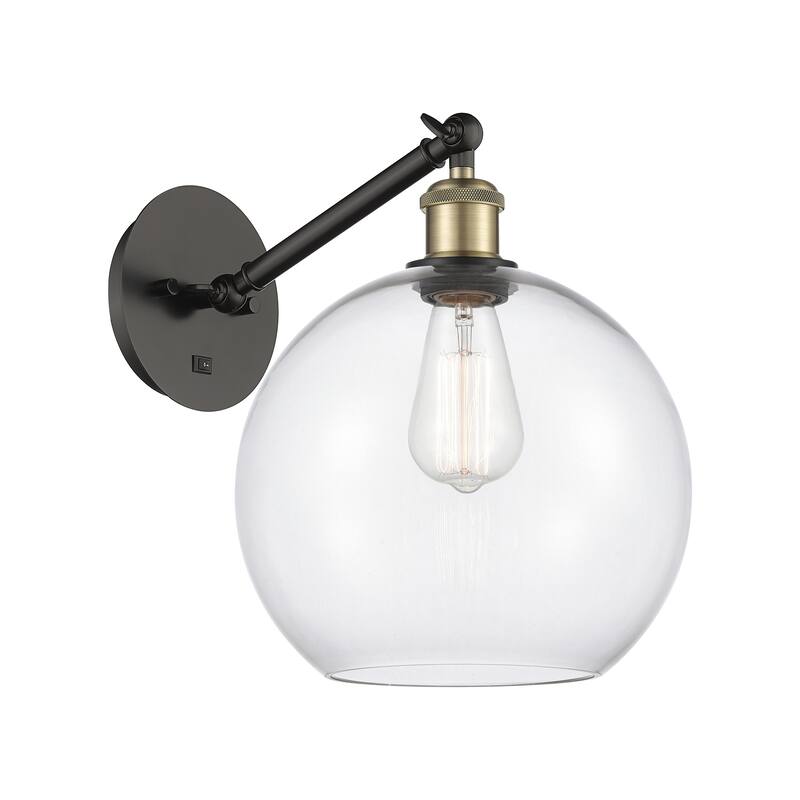 Innovations Lighting Endless Possibilities Ballston - Athens - 1 Light 10" Adjustable Sconce - Arm Adjusts Up and Down - Clear/Black Antique Brass