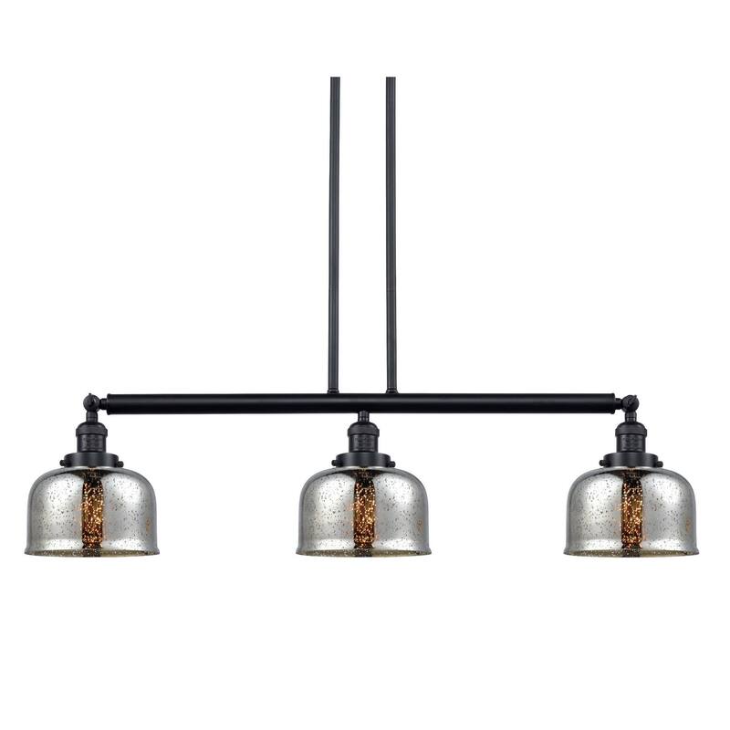 Innovations Lighting Large Bell 3 Light 41" Wide Linear Chandelier - Oil Rubbed Bronze / Silver Plated Mercury