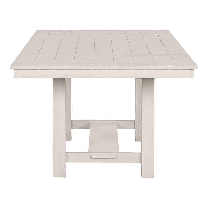 Furniture of America Hesnly Farmhouse 5-Piece Rustic White Oak Wood Extendable Dining Table Set