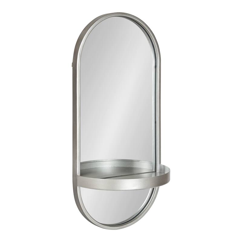 Kate and Laurel Estero Metal Oval Wall Mirror with Shelf