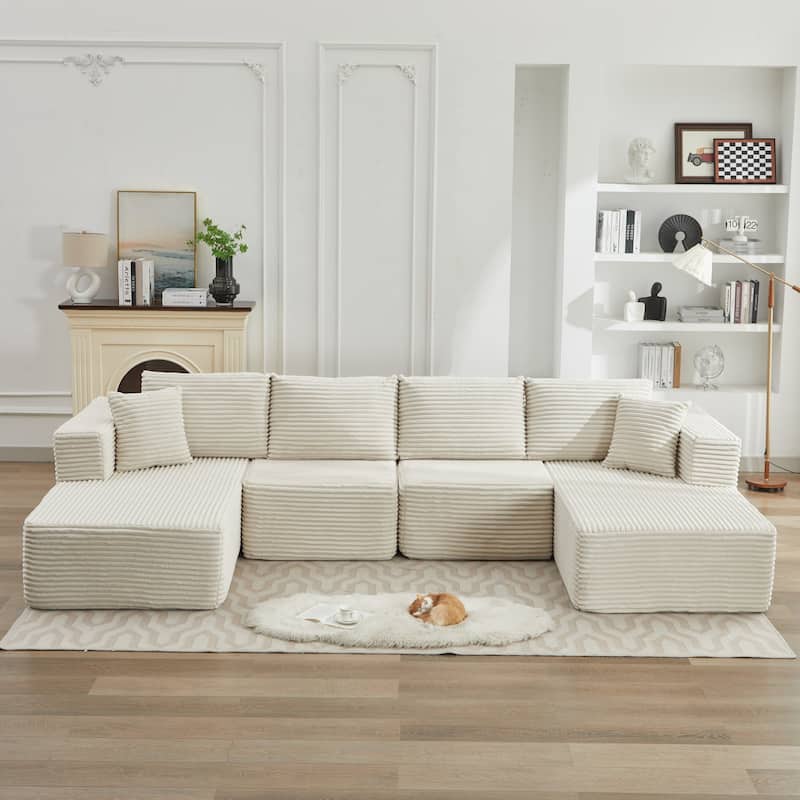 106" Cloud Sectional Couch Double Chaise Lounges,Deep Seat Modern Modular Sofa For Living Room,No Assembly Required