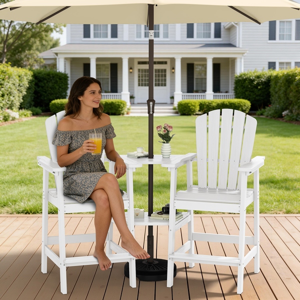Outdoor Tall Adirondack Chair Set of 2 with Connecting Tray - Bed