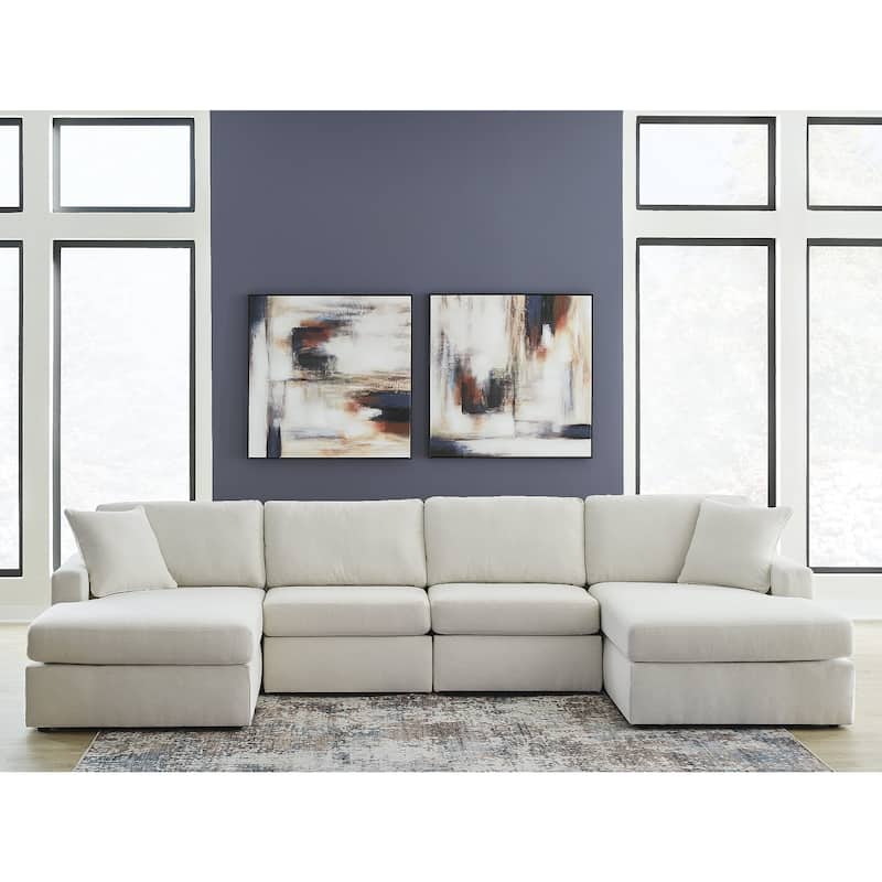 Signature Design by Ashley Modmax 4-Piece Double Chaise Sectional - 142"W x 68"D x 36"H - White