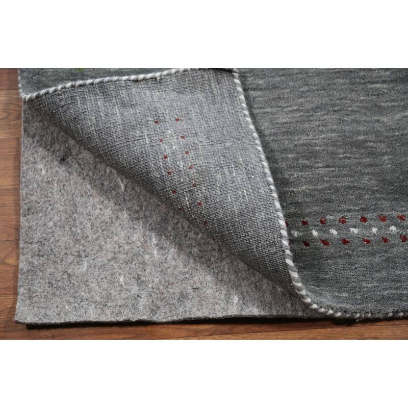 Hand Knotted Oriental 100% Wool Carpet Tribal Tribal Greys & Charcoal Gabbeh Area Rug - 4' 11'' X 3' 0''