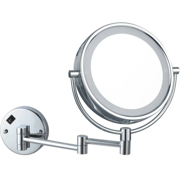 Nameeks Double Face Round LED 7X Magnifying Mirror Hardwired - Chrome