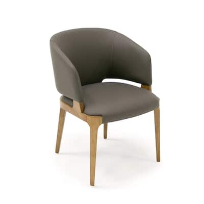 Brown/Gray Faux Leather Upholstered Wood Frame Dining Chair, Sturdy Dining Chair for Dining Rooms - 27.5