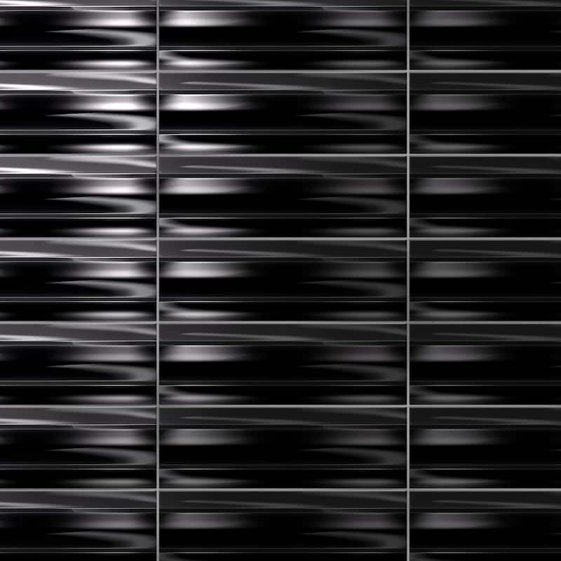 Merola Tile Crown Heights Maori Glossy Black 2-5/8" x 7-7/8" Ceramic Wall Tile