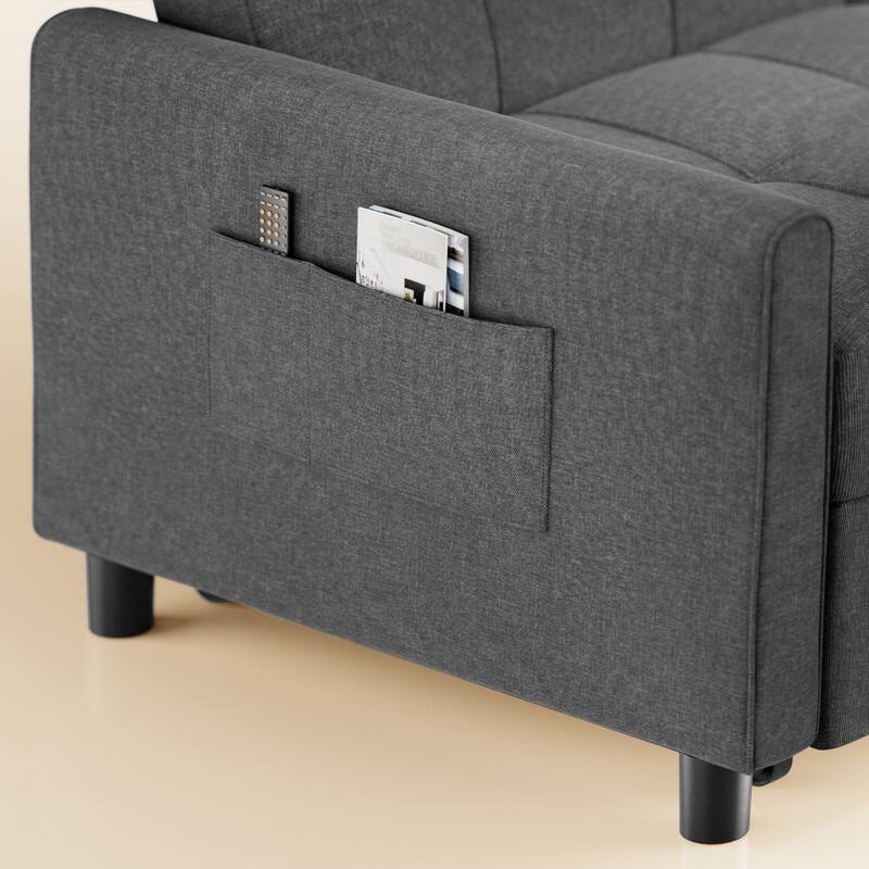 3-in-1 Convertible Sleeper Sofa Loveseat with Pullout Bed and Adjustable Backrest