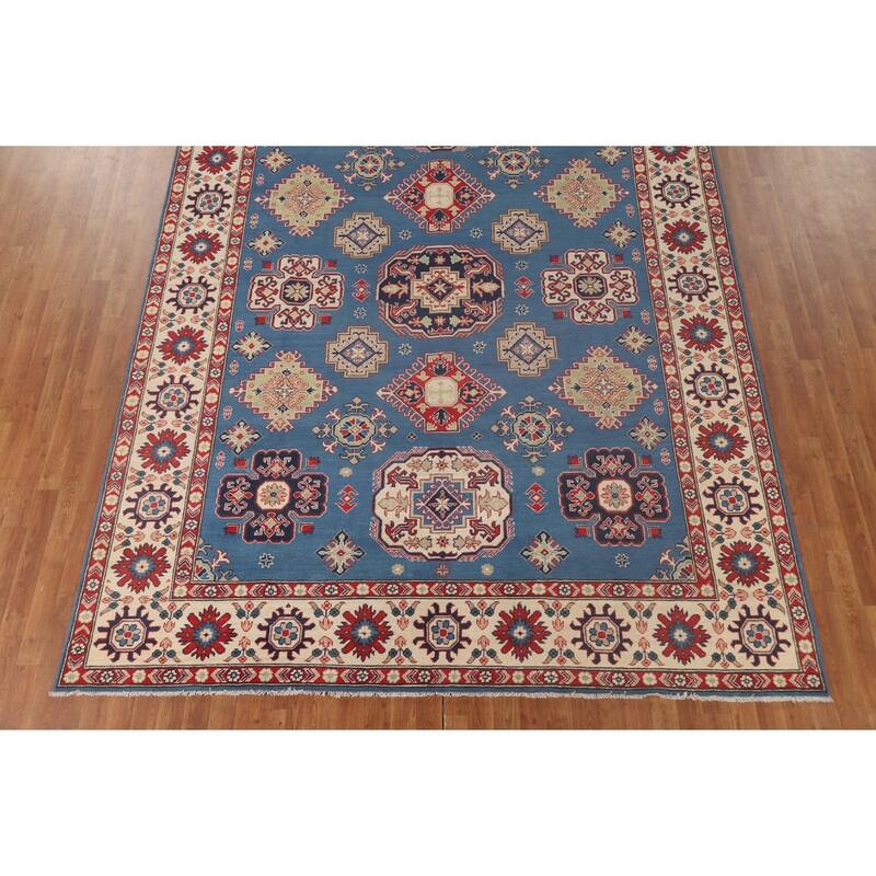 Blue Kazak Rug Hand-Knotted Oriental Wool Carpet - 8'3"x 11'6"