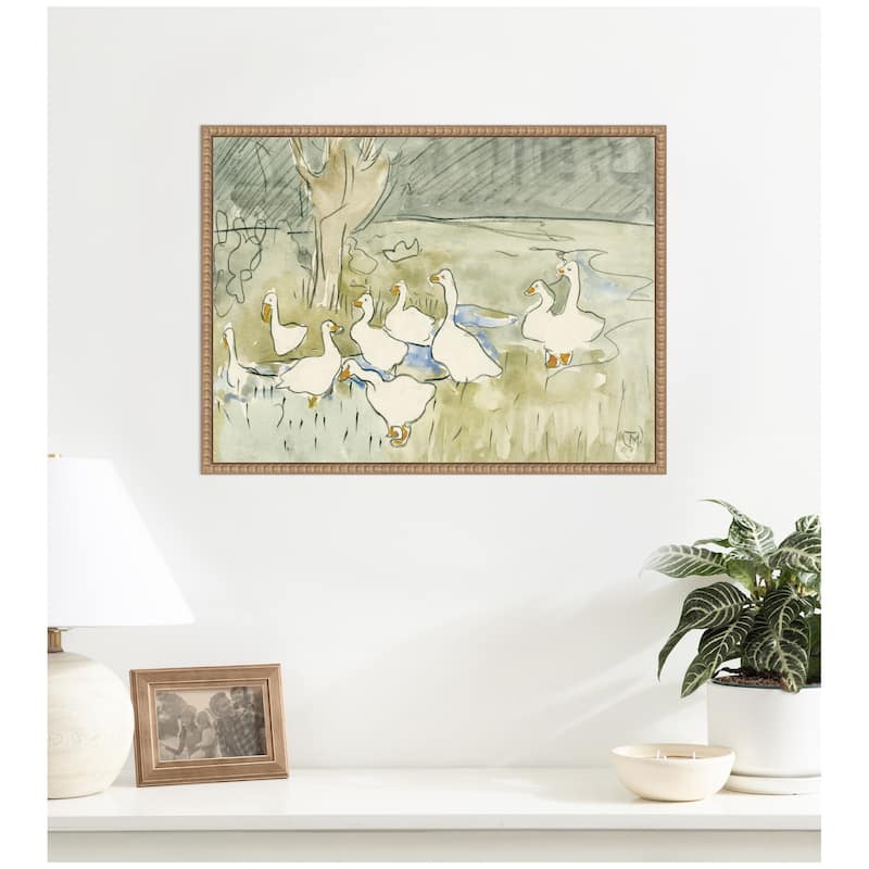 Kate and Laurel Ducks 1917 Theo van Hoytema by Nostalgia Prints Framed Canvas Wall Art Print