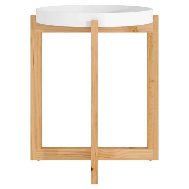 vidaXL Coffee Table Round End Table Sofa Table Engineered Wood Solid Wood Pine - 16.1"x16.1"x19.1"