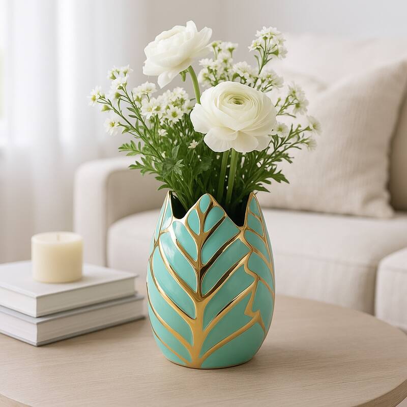 Ceramic Modern Leaf Sculptural Flower Vase