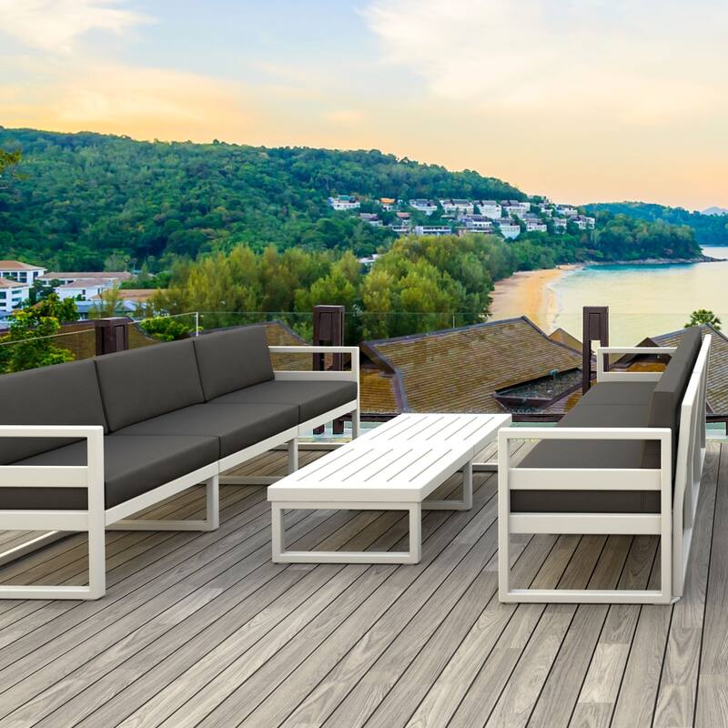 51" White Patio Rectangular Lounge Coffee Table