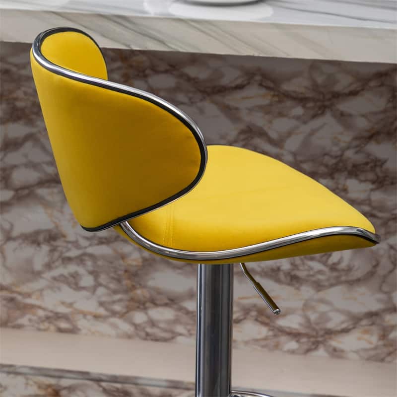 Velvet Upholstered Adjustable Swivel Barstool (Set of 2)