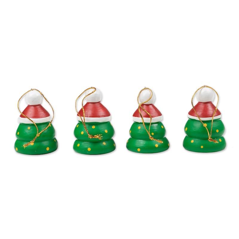 Novica Handmade Santa Pines Wood Ornaments (Set Of 4)